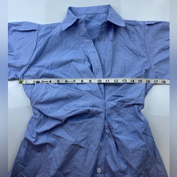 J. ING Light Sky Blue Pleat Detail Button Front Shirt Dress N214-12 - Picture 12 of 13